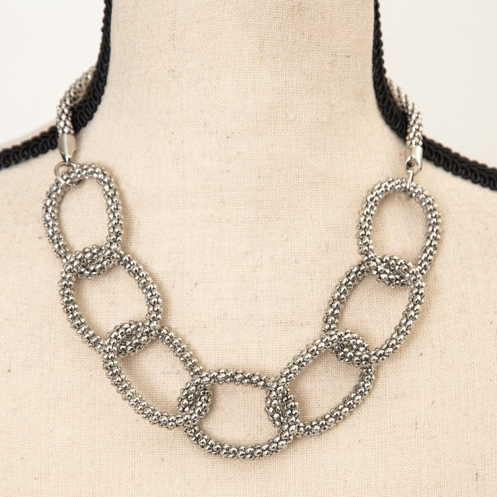 Large link statement necklace silver tone 18.5” Worthington